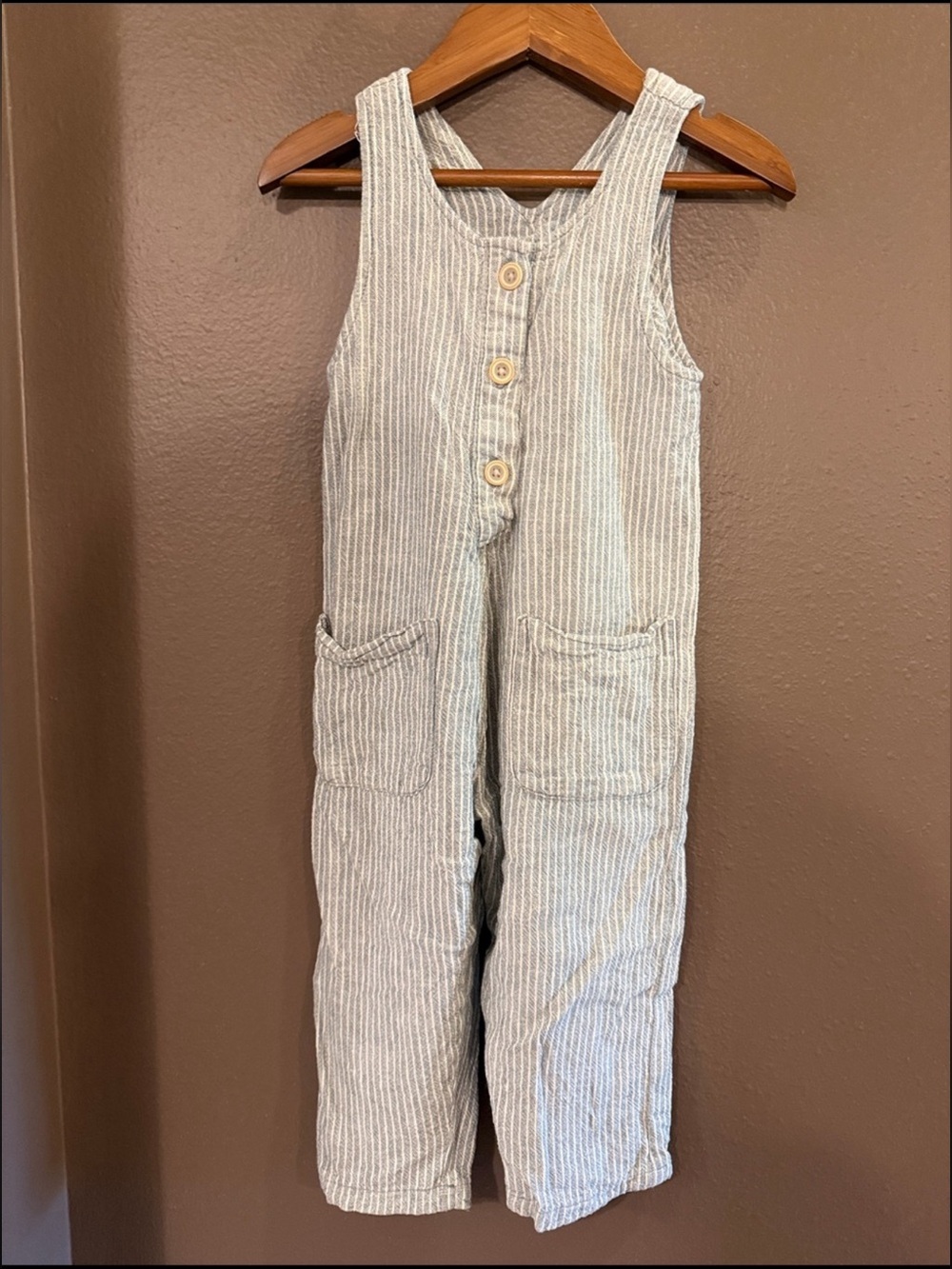 Zara Kids Striped Sleeveless Cotton Overalls